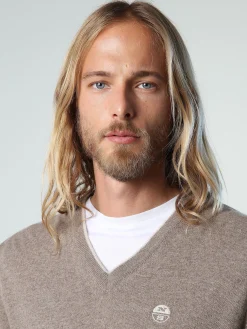 Outlet^North Sails 'Jumper With V-neck FOSSIL MELANGE