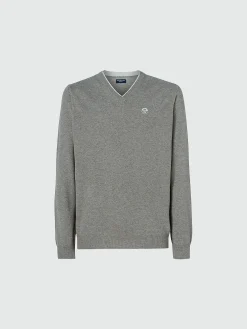 Outlet^North Sails 'Jumper With V-neck FOSSIL MELANGE