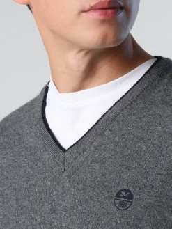 Outlet^North Sails 'Jumper With V-neck MEDIUM GREY MELANGE