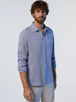 Shirts^North Sails 'Long-sleeved Linen Shirt NAVY BLUE