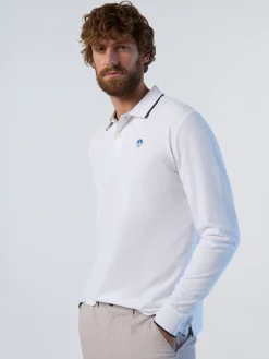 Polo Shirts^North Sails 'Long-sleeved Polo Shirt With Logo Collar WHITE