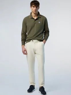 Polo Shirts^North Sails 'Long-sleeved Polo Shirt With Logo Collar DUSTY OLIVE