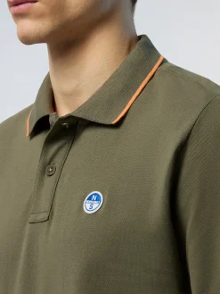 Polo Shirts^North Sails 'Long-sleeved Polo Shirt With Logo Collar DUSTY OLIVE