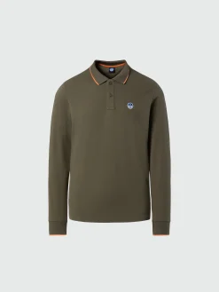 Polo Shirts^North Sails 'Long-sleeved Polo Shirt With Logo Collar DUSTY OLIVE