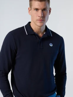 Polo Shirts^North Sails 'Long-sleeved Polo Shirt With Logo Collar NAVY BLUE