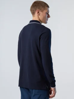 Polo Shirts^North Sails 'Long-sleeved Polo Shirt With Logo Collar NAVY BLUE