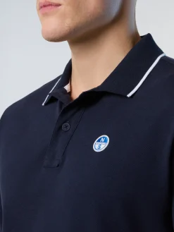 Polo Shirts^North Sails 'Long-sleeved Polo Shirt With Logo Collar NAVY BLUE