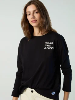 Outlet^North Sails 'Long-sleeved T-shirt With Slogan Prints BLACK