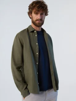 Shirts^North Sails 'Plain Linen Shirt DUSTY OLIVE