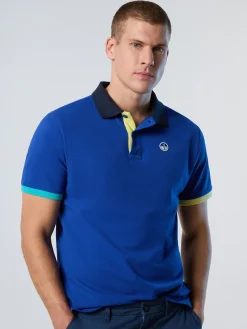 Polo Shirts^North Sails 'Polo Shirt With Collar Lettering SURF BLUE