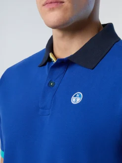 Polo Shirts^North Sails 'Polo Shirt With Collar Lettering SURF BLUE