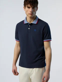 Polo Shirts^North Sails 'Polo Shirt With Striped Collar NAVY BLUE