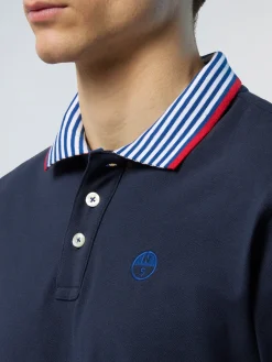 Polo Shirts^North Sails 'Polo Shirt With Striped Collar NAVY BLUE