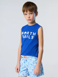 T-shirts^North Sails 'Tank Top With Logo Print SURF BLUE