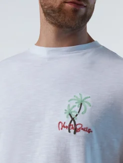 T-shirts^North Sails 'T-shirt With Palm Tree Embroidery WHITE