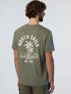 T-shirts^North Sails 'T-shirt With Palm Tree Print DUSTY OLIVE