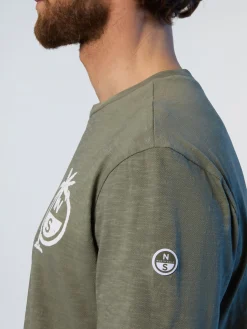 T-shirts^North Sails 'T-shirt With Palm Tree Print DUSTY OLIVE