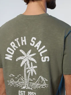 T-shirts^North Sails 'T-shirt With Palm Tree Print DUSTY OLIVE