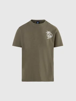 T-shirts^North Sails 'T-shirt With Palm Tree Print DUSTY OLIVE