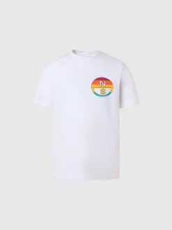 T-shirts^North Sails 'T-shirt With Rainbow Prints WHITE