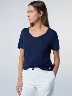 T-shirts & Tops^North Sails 'Viscose V-neck T-shirt NAVY BLUE