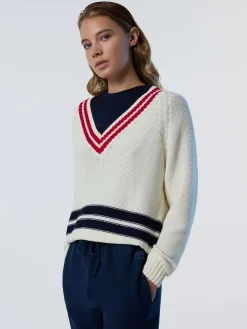 Sweaters & Cardigans^North Sails 'V-neck Varsity Sweater MARSHMALLOW